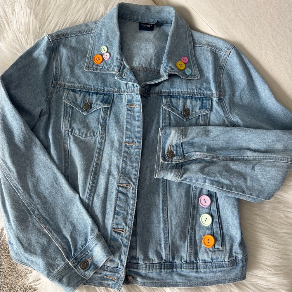 Sonoma Light Blue Denim Jacket with Colorful Buttons